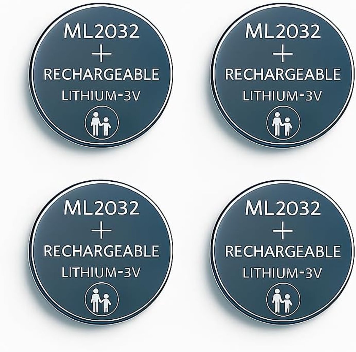 SnelShoppen - 4x ML2032 Oplaadbare Batterijen 3V 80mAh - Vervangt CR2032 voor Moederbord, Rekenen, Elektronische Kaarsen, Fietsen, Speelgoed en Autosl