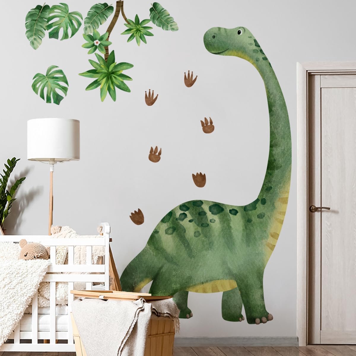 SnelShoppen - Grote Dinosaurus Muurstickers Waterverf - Dino Voetafdruk Decoratie voor Baby Kamer, Kinderen, Jongens, Kleuterklas, Klaslokaal, Huisdec