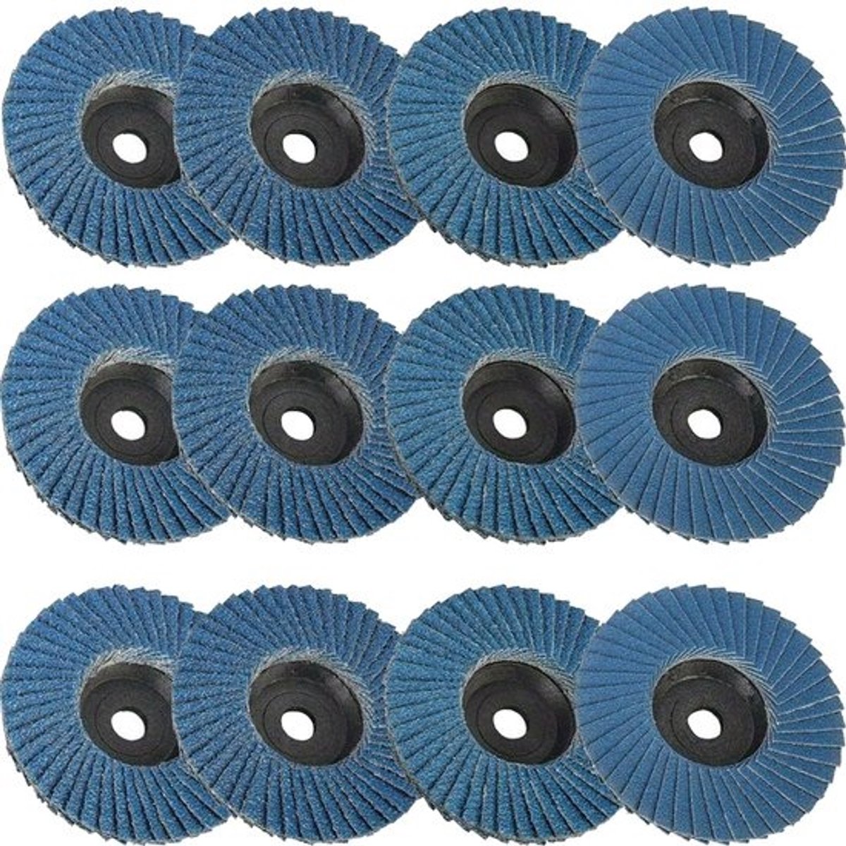 Allecto - Slijpschijven - 12 stuks - voor metaal en hout - 75 mm - diverse korrels - haakse slijper - blauw