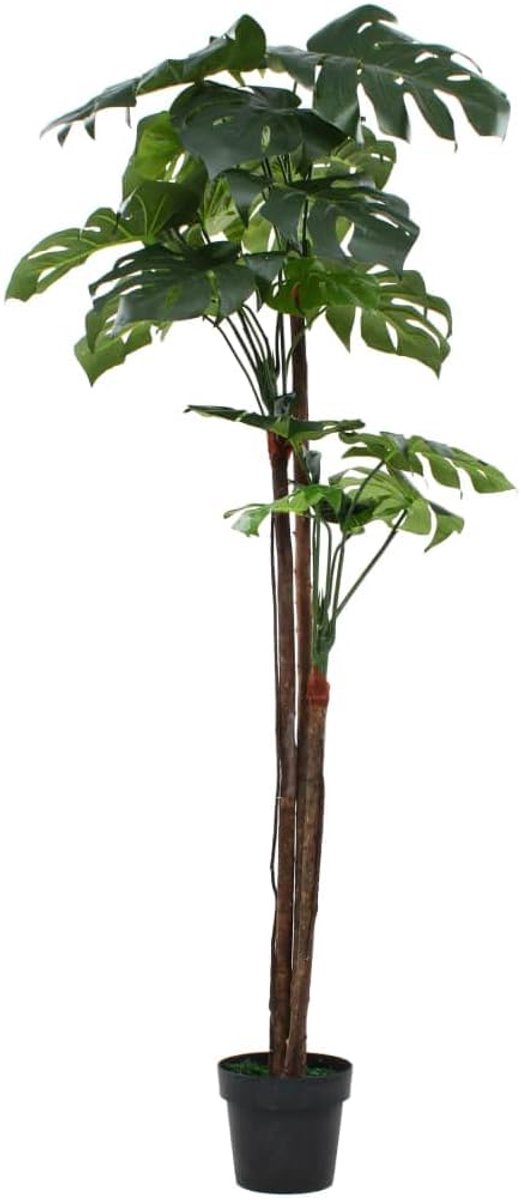 Kunstplant Monstera, 170 cm, groen, met pot | Staven van natuurlijk hout, dicht bladeren, decoratie voor kantoor, thuis, onderhoudsvrij