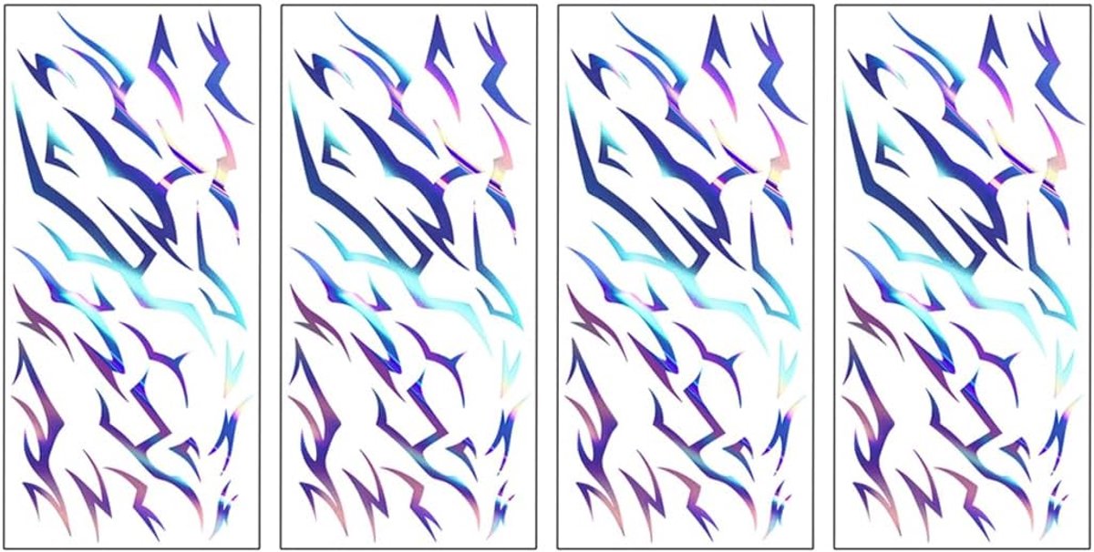 Tijdelijke tatoeages, holografische lasertatoeages, oogverblindende tatoeages, tijdelijke tatoeages, K-pop, waterdicht, laserstickers voor festival, cosplay, concerten en Halloween-feestjes