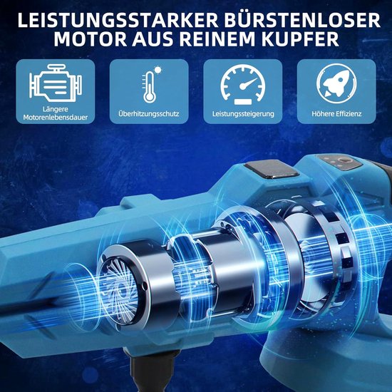 SnelShoppen - Draagbare hogedrukreiniger 80 bar met 6-in-1 mondstuk, borstelloze motor, 380 l/u, compatibel met 18 V accu, ideaal voor auto, tuin, ter van Snelshoppen — afbeelding 3