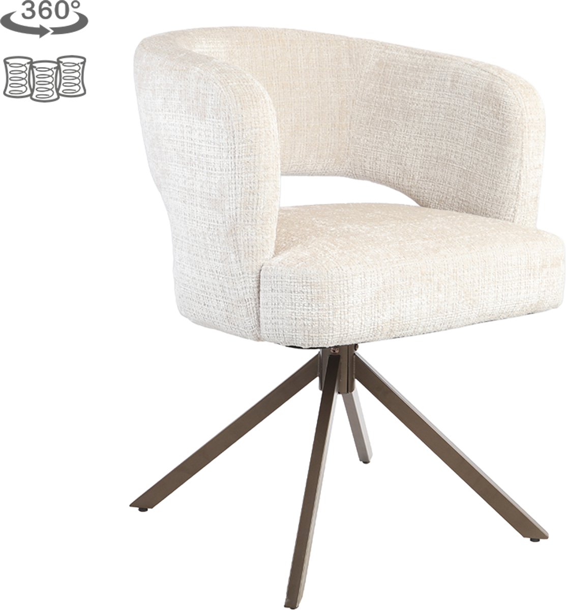 Tower Living Mura armchair 360?- fabric Cremona 02 sand - brown frame Wit