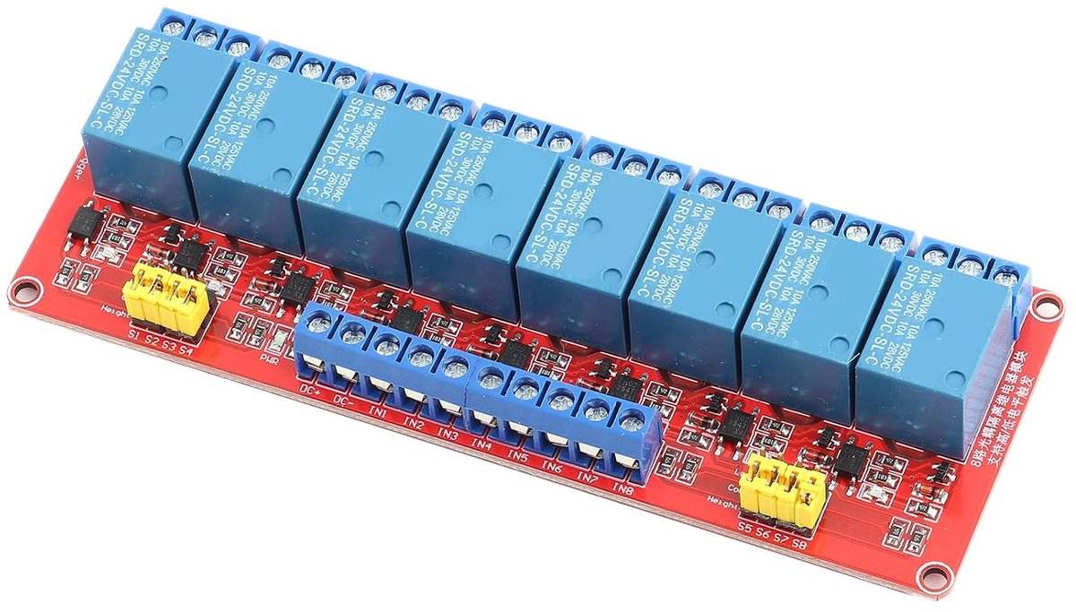 DEWIN relay module, 8-channel optocoupler relay module card high and low trigger (24V) - ShopVlot
