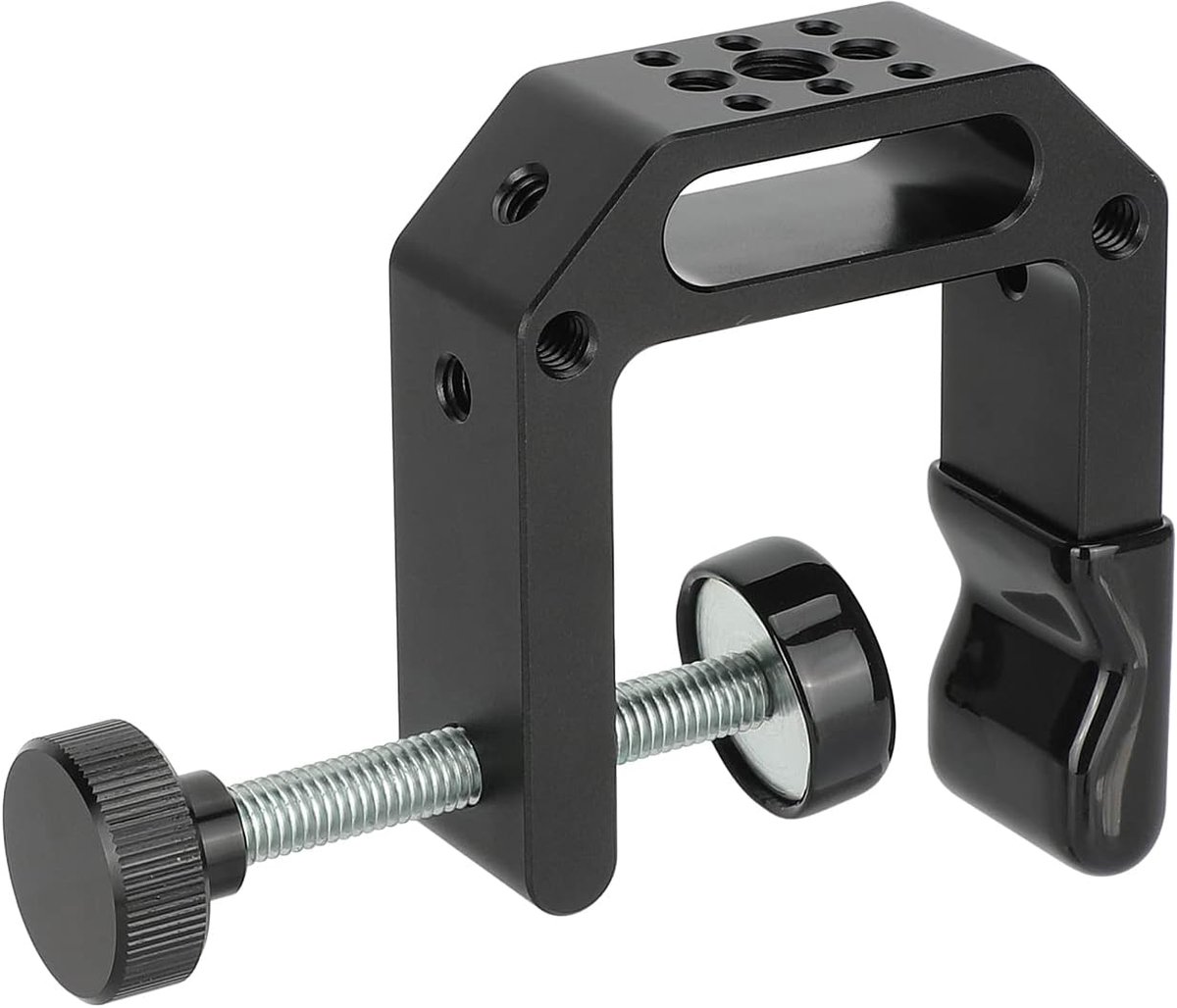 Dailygoods- C-klem met lange nek - 1/4"-20/3/8"-16 schroefdraad - Aluminium legering - Opening tot 1,65 inch - Beschermende vinyl hoezen - Gewicht 177 g
