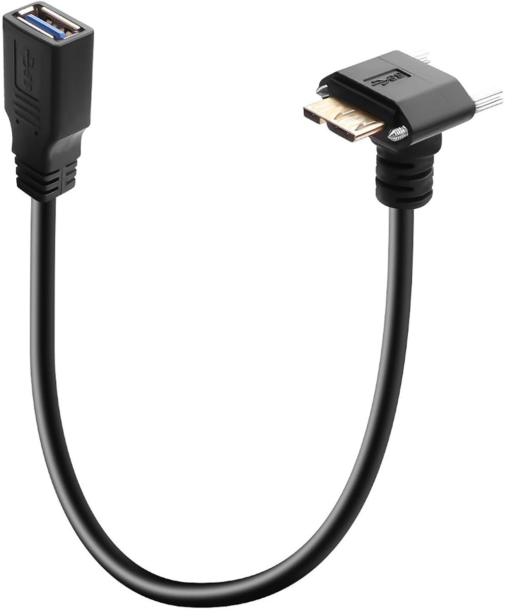 USB 3.0 verlengkabel (bus naar haakse micro-B-stekker) voor harde schijven (met schroefbevestiging) - ShopVlot