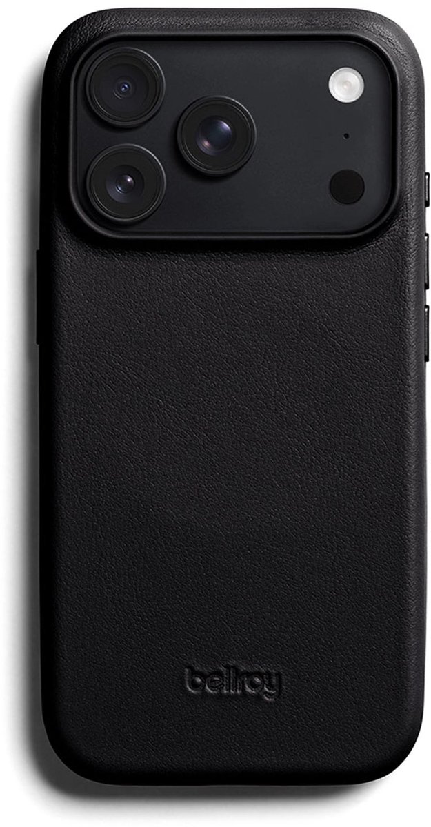 Bellroy Full Lederen iPhone 18 Pro Hoesje - Compatibel met MagSafe - Met Twee Accessoire Bevestigingspunten - Duurzaam en Stijlvol Ontwerp - Zwart