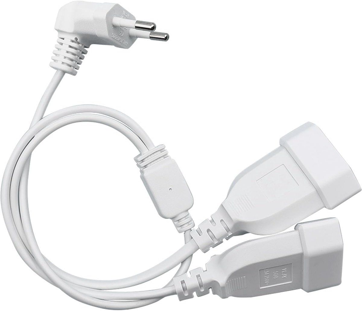 2-in-1 verlengkabel 90° Euro plug - vlakke stekker - 50 cm - gelijktijdig opladen van apparaten - SnelShoppen