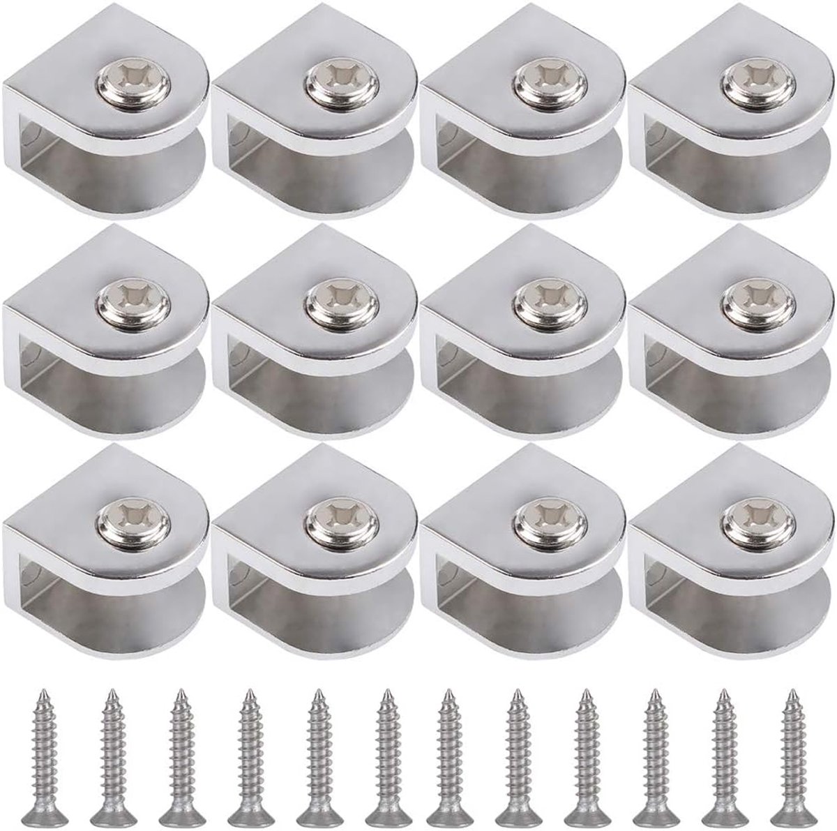 HUYIWEI 12 Pcs Curved Glass Clips, Adjustable Glass Clips, Strong Zinc Alloy Clamp Holder, Adjustable Glass Partition - ShopVlot