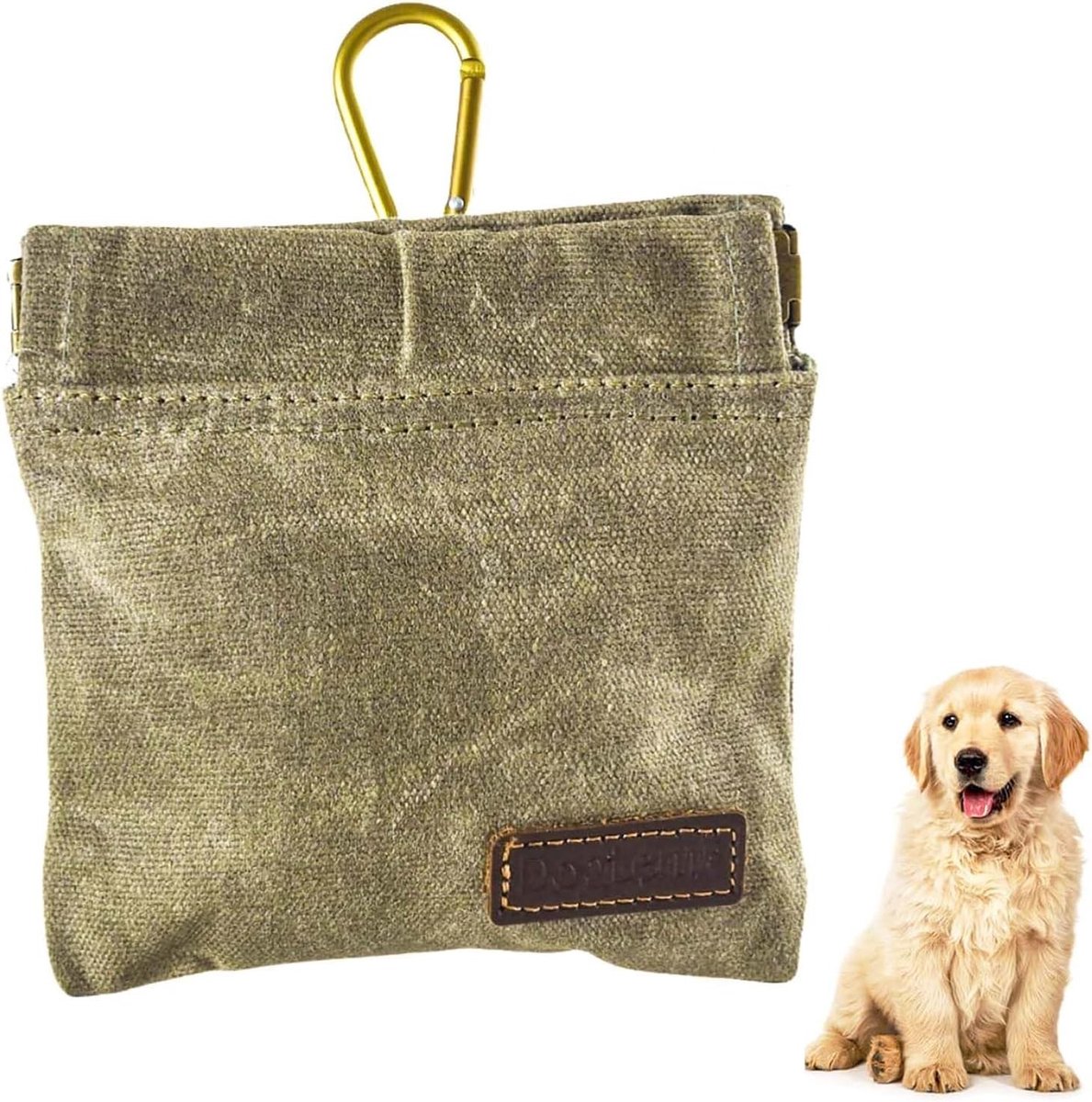 Handenvrije Hondensnacktas met Klipsluiting en Carabiner voor Training, Reizen en Wandelen met Honden - Groen