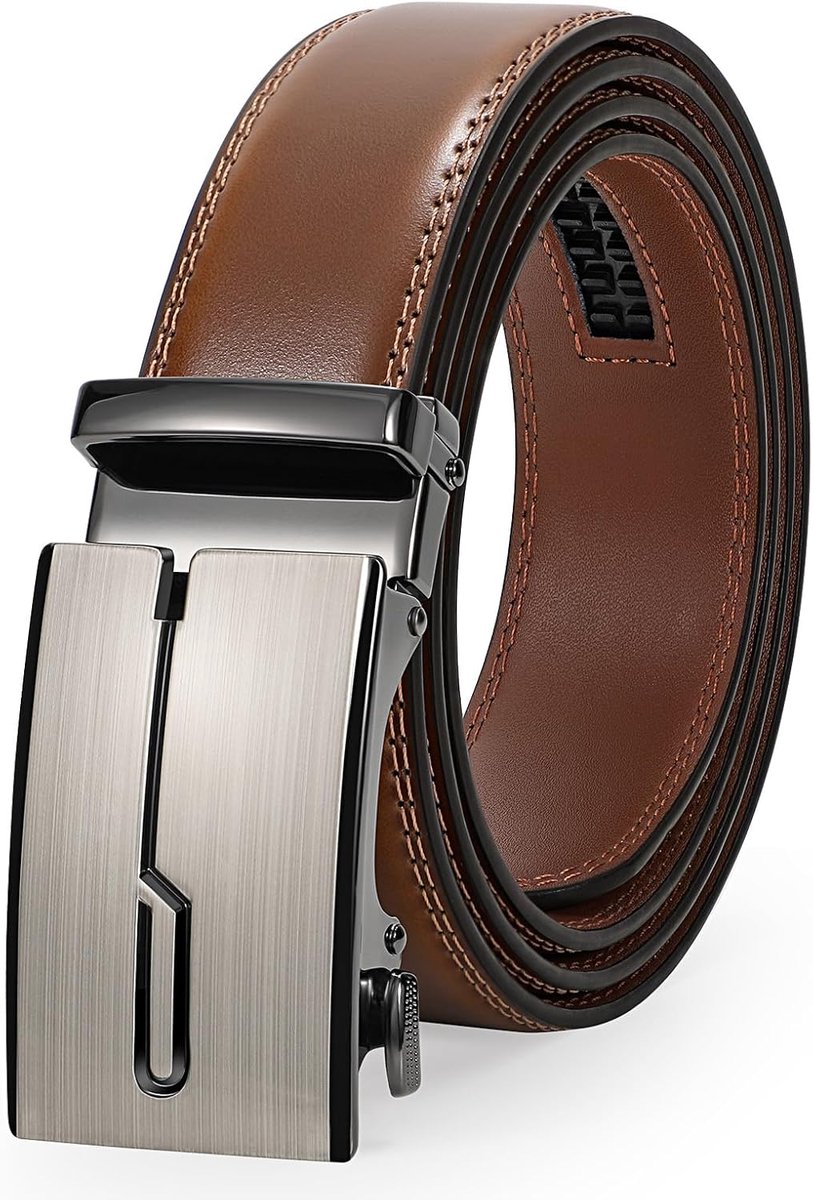 Heren leren riem 3,5 cm breed - automatische gesp - stijlvolle uitstraling - ideaal voor pak - ShopVlot