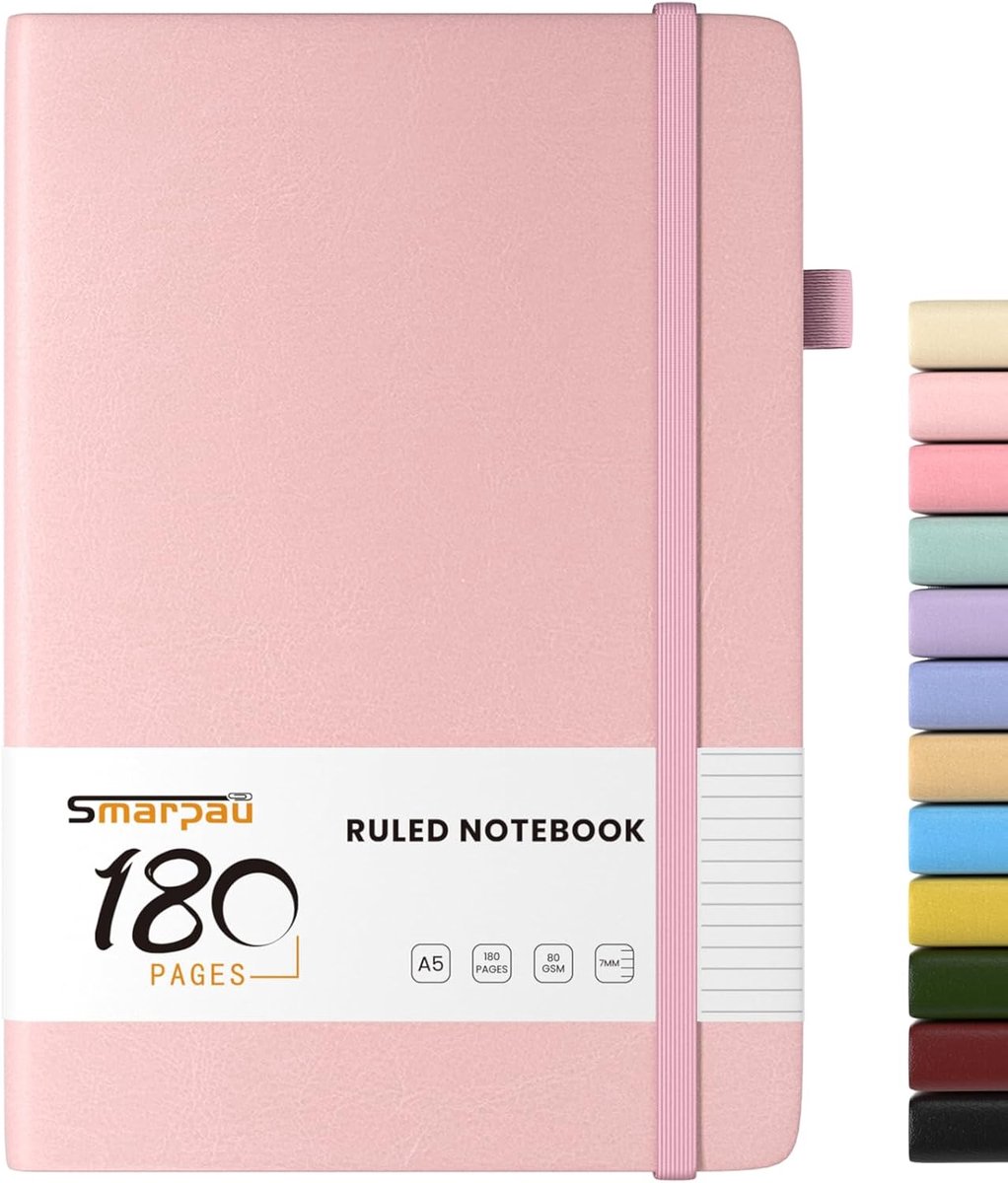 Notitieboek A5 Hardcover - 180 pagina's 80gsm dik papier - Lijngedrukt - Perfect voor school of werk - ShopVlot