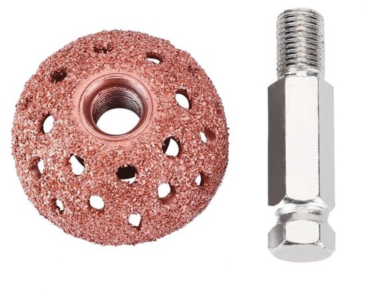 Kit met buffingwiel en steenkegel - voor bandenreparatie - Slijp- en polijstgereedschap - 1.5" dome-buffingwiel - 3/8"-24 draad - Inclusief verbindingsstaaf - Voor bandenonderhoud en reparatievaardigheden