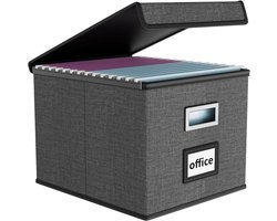 FINEW Foldable Storage Box with Lid, Stylish Linen Look Storage Box 38.5 x 33 x 3 cm for Office Storage Box, Folding - ShopVlot