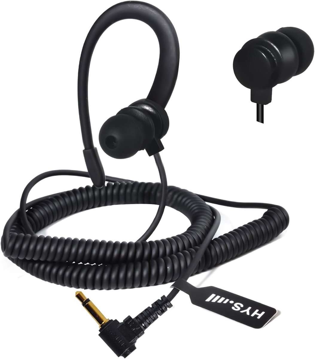 HYS 3.5 mm Microphone Headphones, Speaker Jack Compatible with Motorola Yaesu Radio, Left or Right Ear (BLACKC-1) - ShopVlot