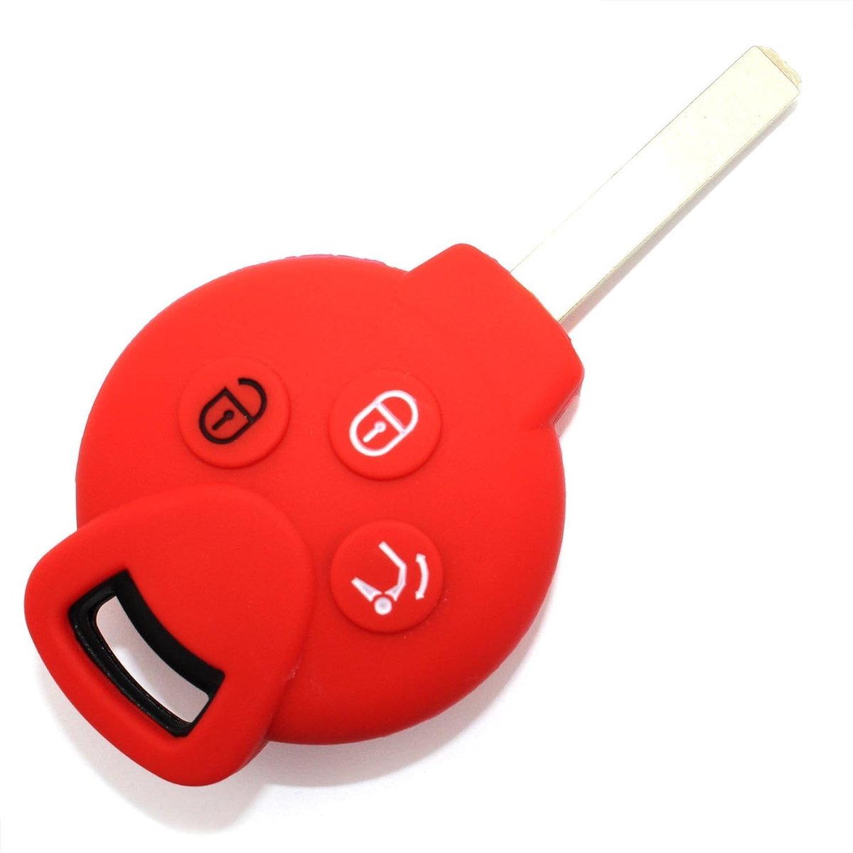 Autosleutelhoes van siliconen met 3 toetsen, compatibel met Smart Fortwo Cabrio 451 Coupe 451, rood