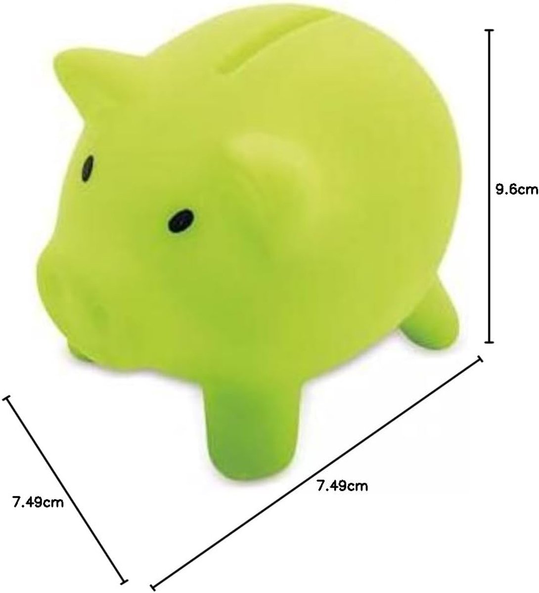 Spaarvarken gemaakt van PVC met zacht lichaam in levendige kleuren. Originele spaarpot voor kinderen, met deksel, licht en robuust, limoengroen