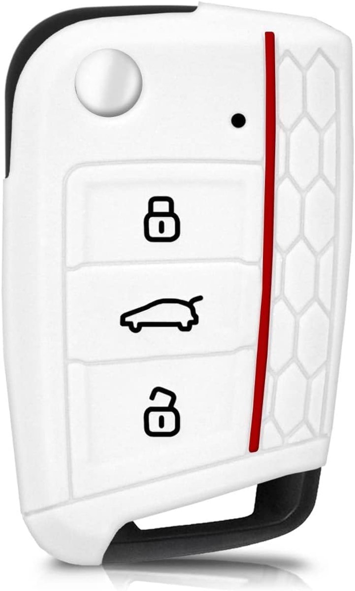 Beschermhoes voor autosleutels, compatibel met Volkswagen Golf Polo Tiguan 7 MK7 met 3 toetsen, behuizing voor autosleutels, afstandsbediening, siliconen afdekking (wit, cover)