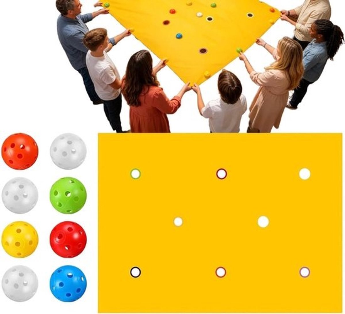 Groepsspellen - Actieve spellen - Voor teamsamenwerking - Duurzaam polyester - 200 x 145 cm - Geel