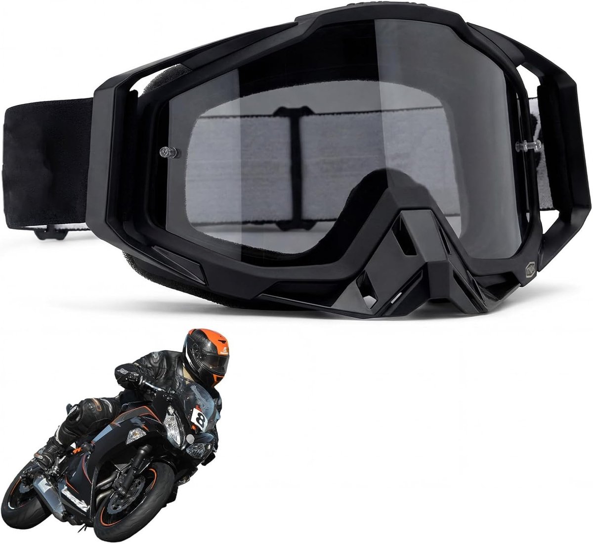 Dirtbike Goggles voor Off-Road Gebruik - Motocross Bril met UV-bescherming en Antifog Lens voor Mannen en Vrouwen