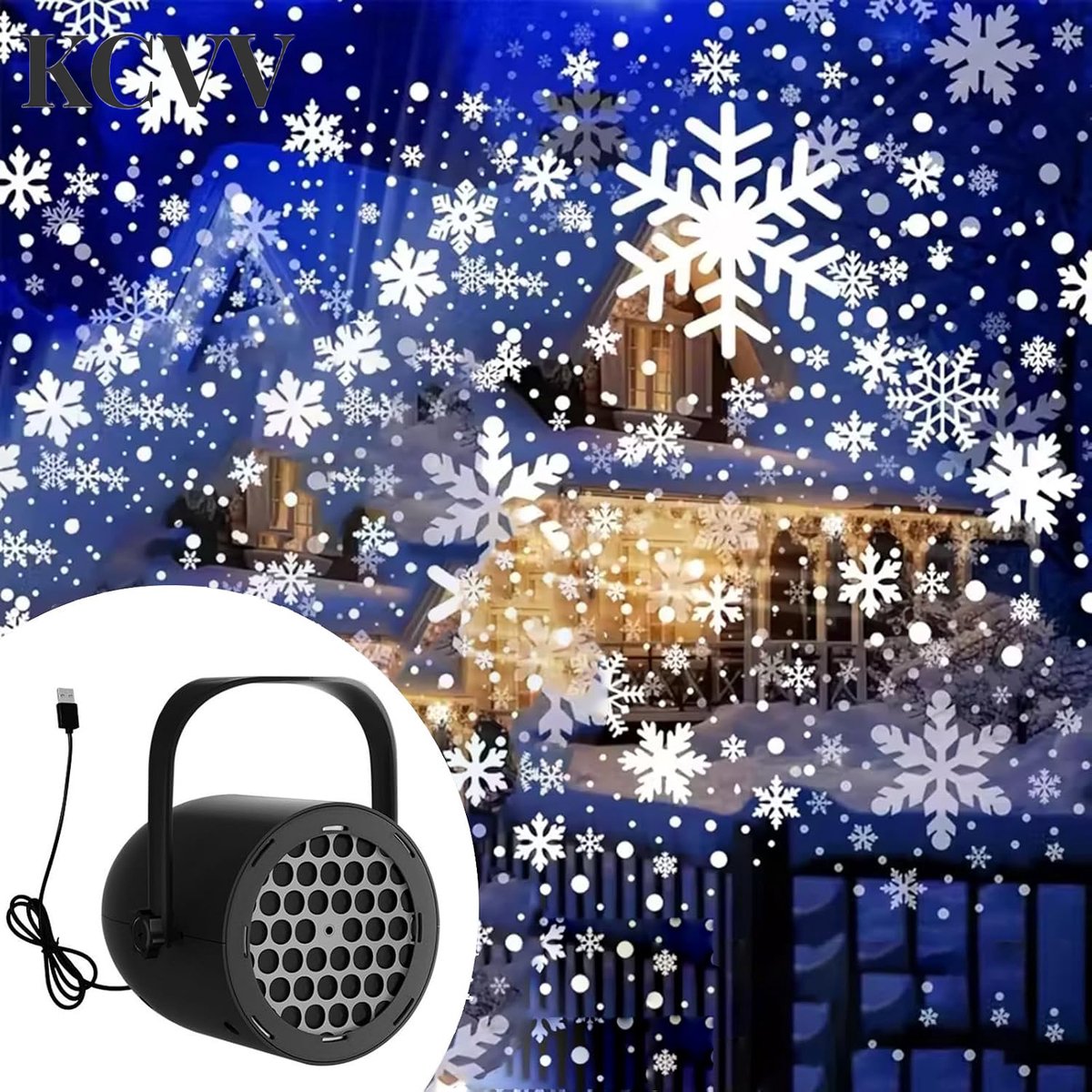 Kerstprojector voor buiten -kerst projector buiten-kerst projector-kerst projector binnen- Kerstprojector voor binnen - USB-projector - Feestelijke projector voor de woonkamer - Zwart - 10,5 x 9,3 cm