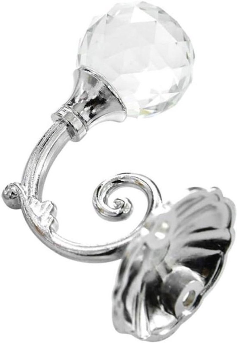 Kristallen gordijnhaken - Decoratieve gordijnophangers - Gordijnen ophangen - Vintage zinklegering - 7 x 4 x 3 cm - Zilver
