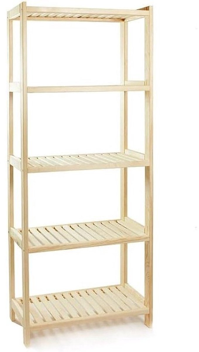 Houten stellingkast - Opbergrek van hout - Opbergen en ordenen - Massief grenenhout - 173 cm hoog - Onbehandeld