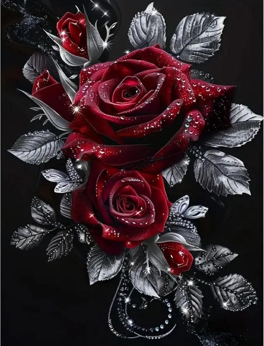 5D Diamond Painting roos, DIY diamantschilderset voor volwassenen, beginners, volledige boring, glinsterende diamantschilderij, afbeeldingen voor woondecoratie, muurkunst, woonkamer of slaapkamer (40