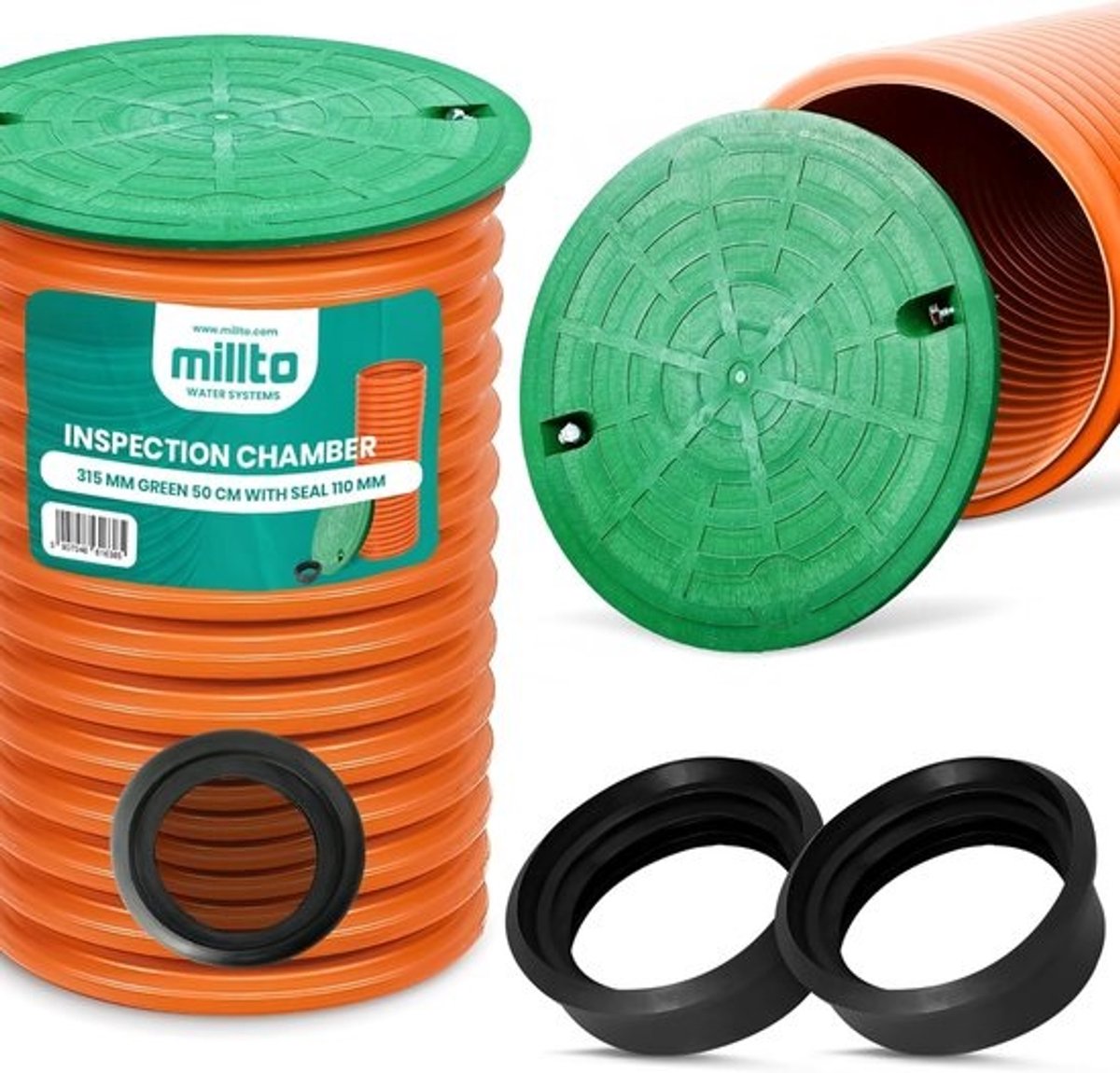 Inspectieput - Onderdelen voor drainageputten - Ondergrondse systemen - Compact ontwerp - Duurzaam - 50 cm - 315 mm - Groen
