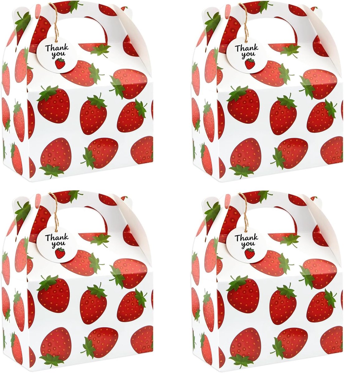 20 STKS Aardbei Geschenkdozen met Thank You Tags, Aardbei Party Favor Box Fruit Papier Traktatie Dozen Snoep Goodie Cadeau Doos voor Baby Shower Verjaardag Berry 1e Zoete Zomer Feestbenodigdheden
