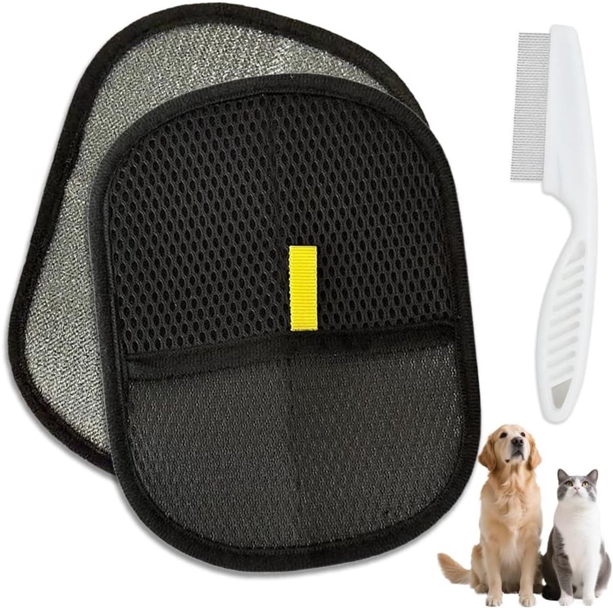 Haarverwijderende Handschoenen voor Huisdieren met Gratis Verzorgingskam, Geschikt voor Katten en Honden, Effectieve Verzorging en Onderhoud