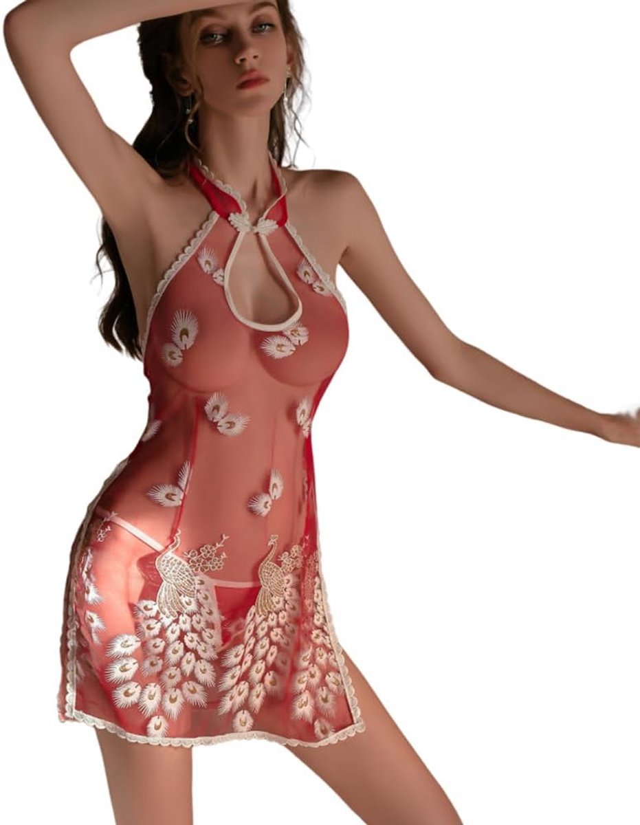 Cosplay bedrukte holle perspectief qipao Japanse anime kant poppenjurk