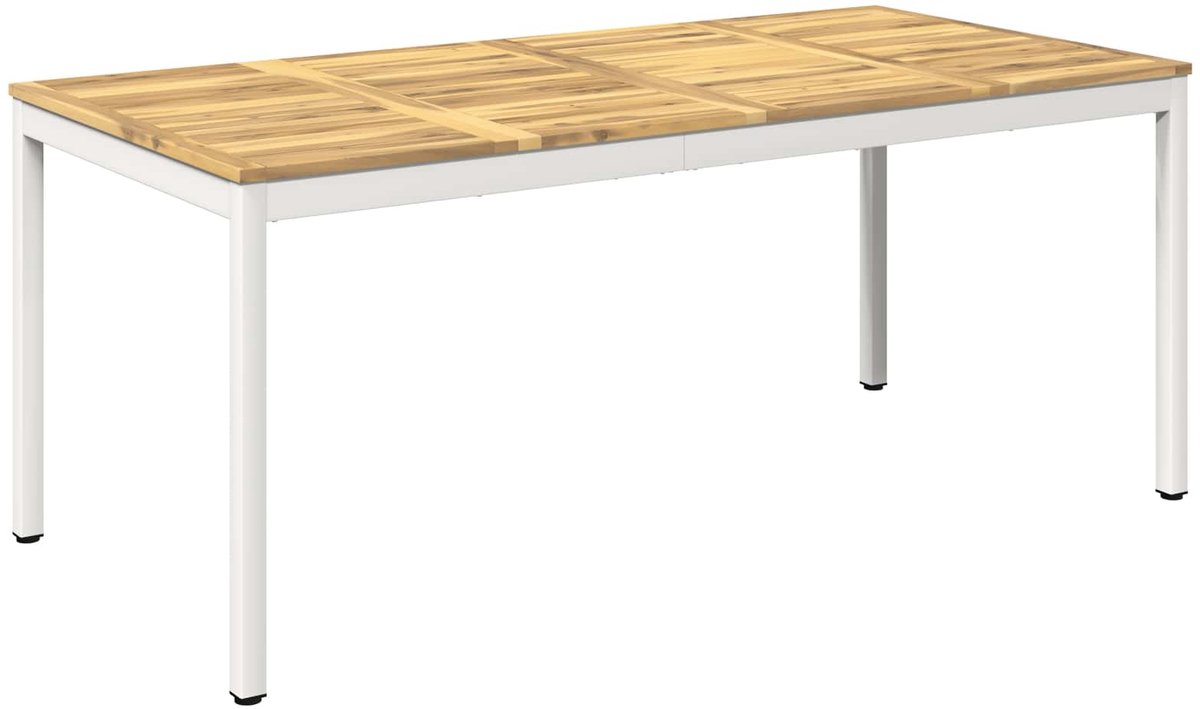vidaXL Tuin - Eettafel - NAARDEN - Witgewassen - 147 - x - 88,5 - x - 75 - cm