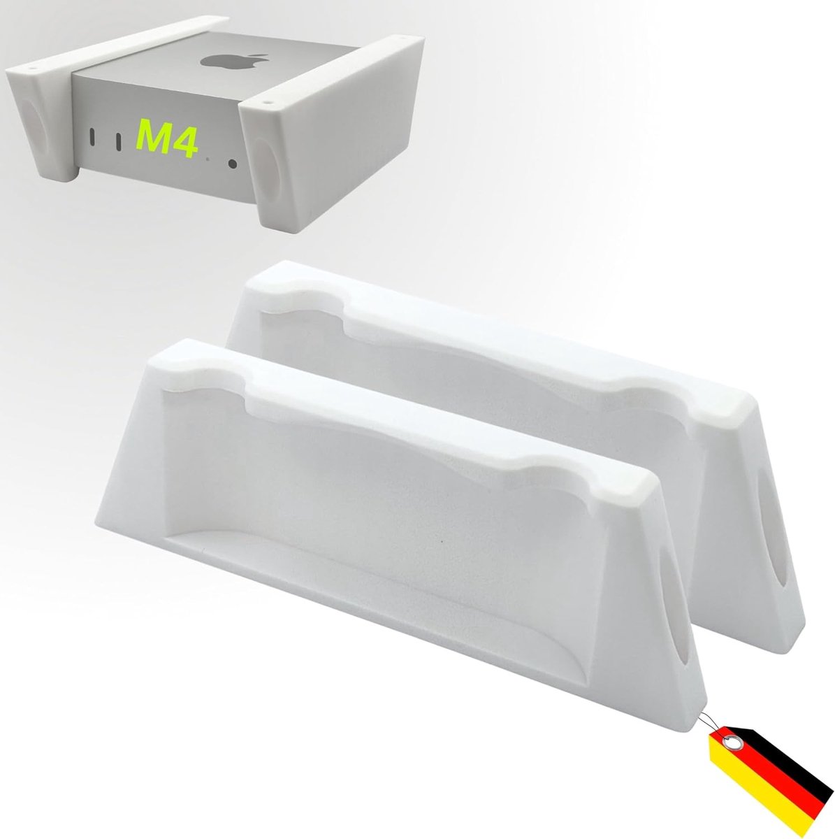 Mac mini M4 (2024), white wall mount & table mount made of plastic with optimal ventilation and minimalist design - ShopVlot