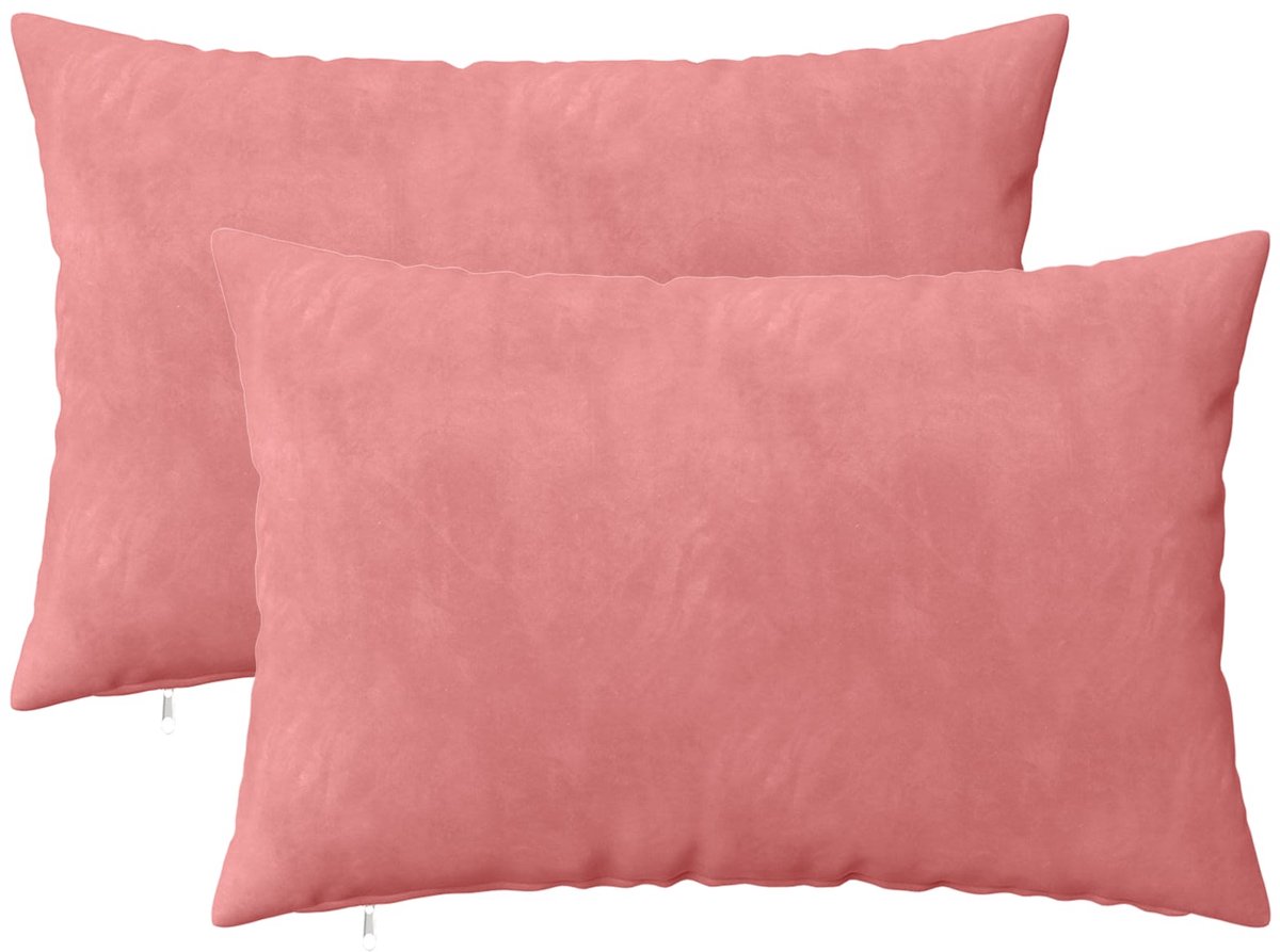 vidaXL Dekenkussen - 2 - st - HEERLEN - Roze - 50 - x - 70 - cm - fluweel