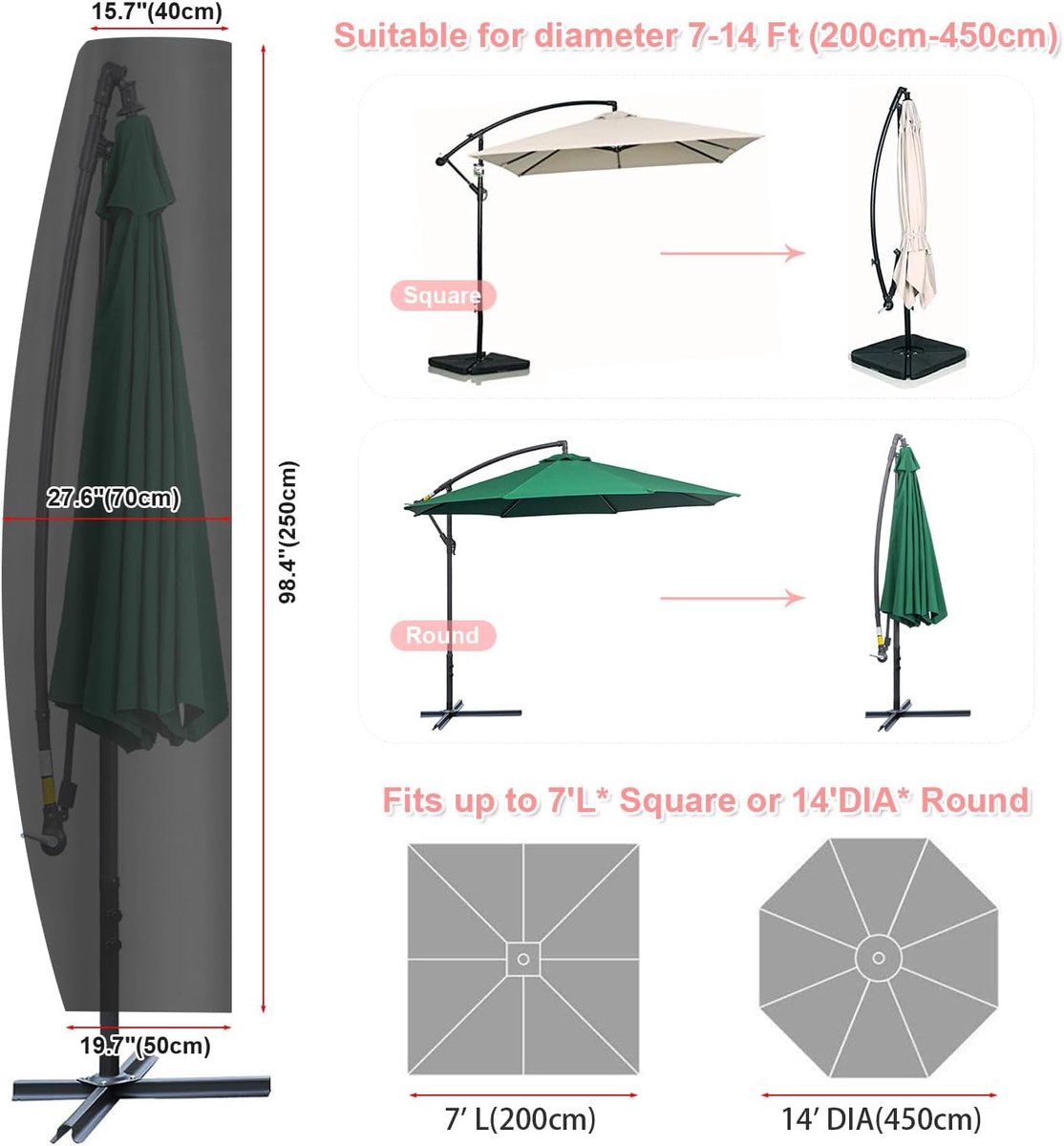 Beschermhoes voor Parasol Waterdichte Afdekhoes voor Parasol Ø3,5m