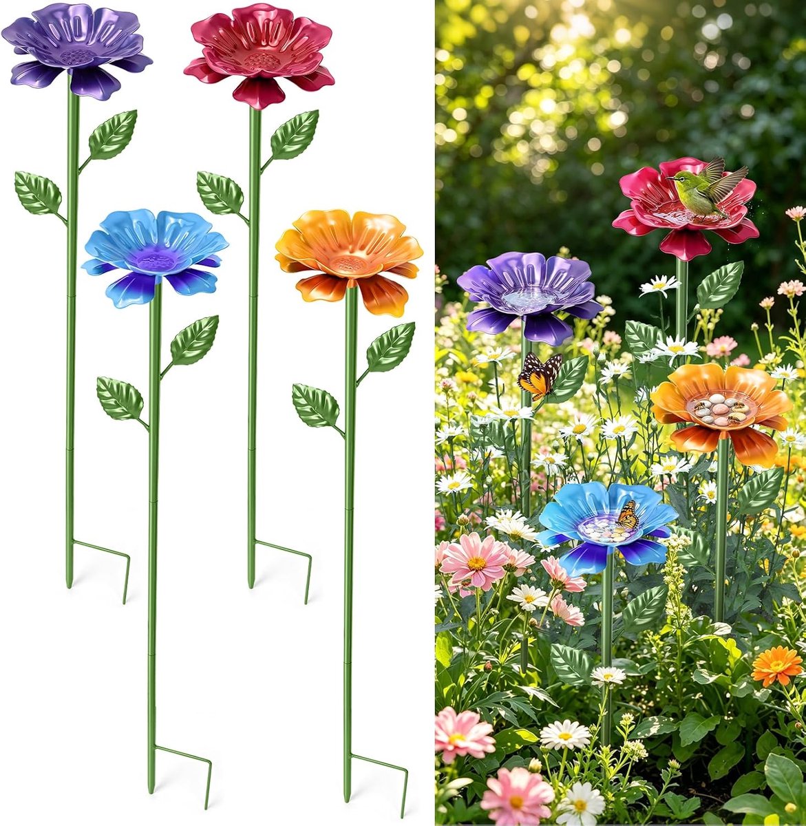4 Pack Kleurrijke Metalen Bee Watering Station voor Tuin
