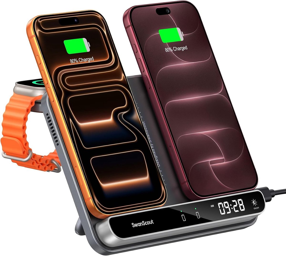 Draadloze Oplader voor iPhone 18 Pro Max/18 Pro/17/16/15/14 - Snelladen, Dubbele Oplaadfunctie, Compatibel met AirPods