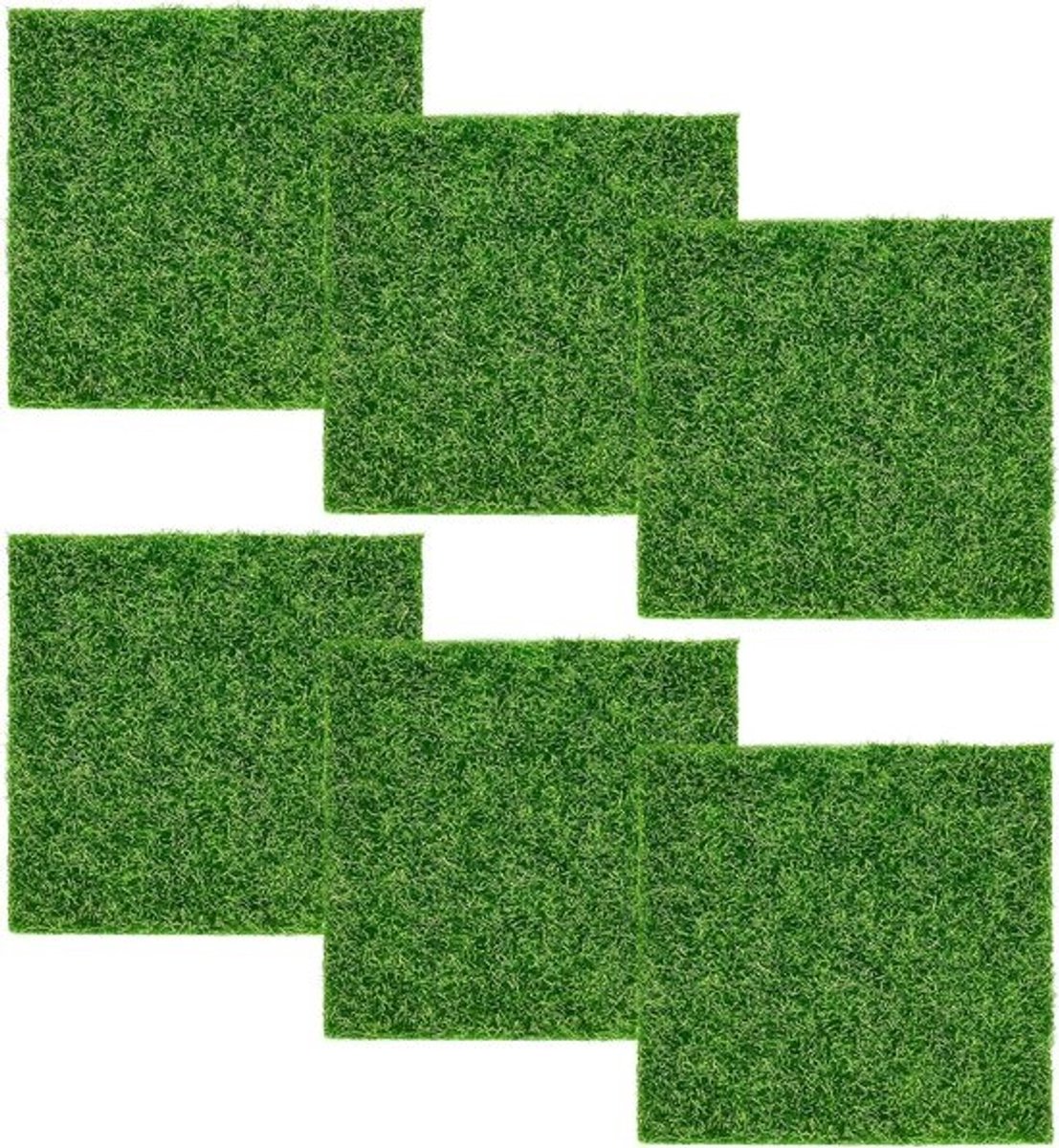 Set van 6 kunstgrastegels 15 x 15 cm - Hoogwaardige nepgrasmat voor tuin en decoratie