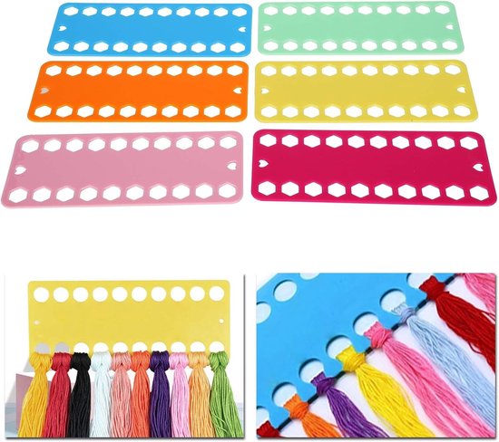 12-delige Organiser voor Borduurdraden, Kleurcodeerbare Plastic Spoelen met 20 Gaten, Ideaal voor Handwerk en Borduurprojecten — afbeelding 3