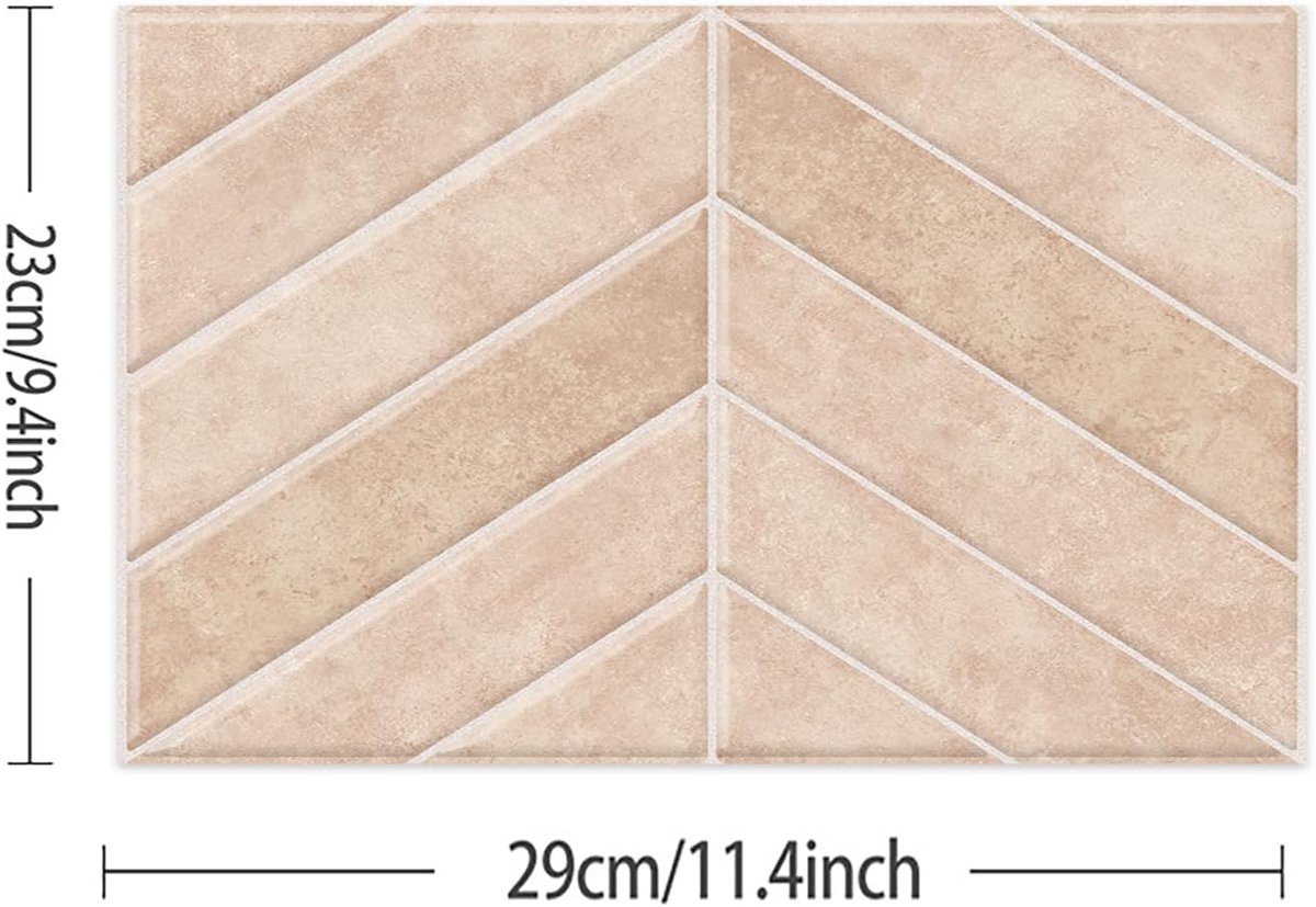 3D vinyl spatwandtegels, afpellen en opplakken, zelfklevende muurtegelstickers voor keuken, badkamer muur, 23 x 29 cm x 10 stuks, warm roze