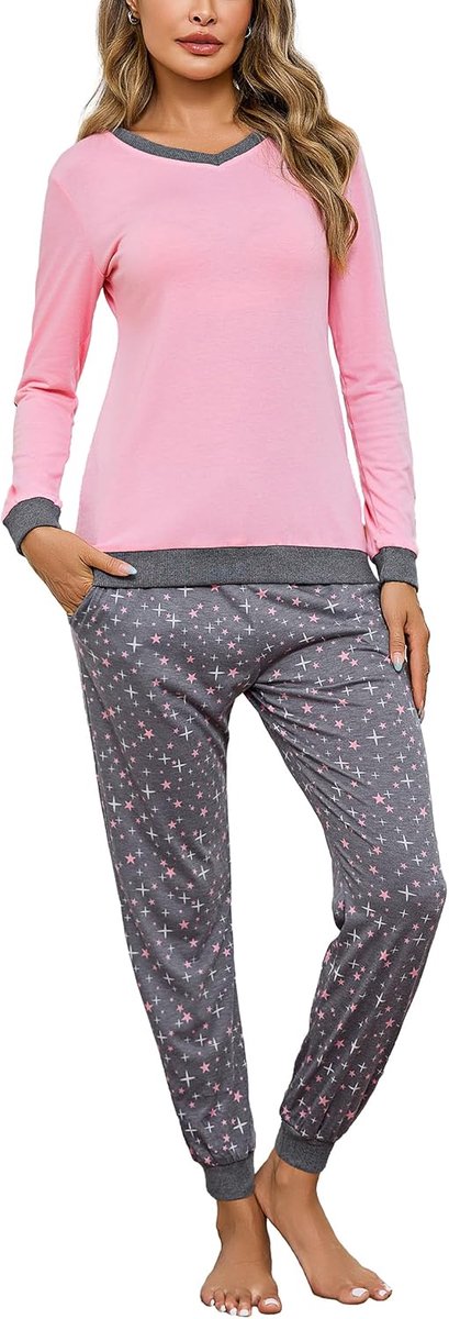 Katoen, lang, winter, tweedelig, pyjama's voor dames, winter, nachtkleding, casual pyjama, comfortabel