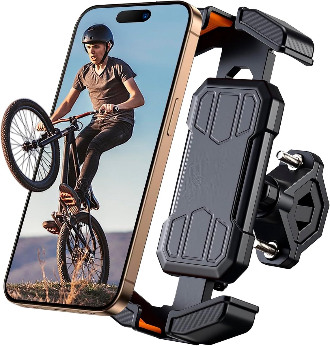 Telefoonhouder voor fietsstuur, veilige diefstalbeveiliging, 360° draaibaar, universele telefoonhouder voor racefiets, MTB, scooter, voor 4,7-7 inch smartphone