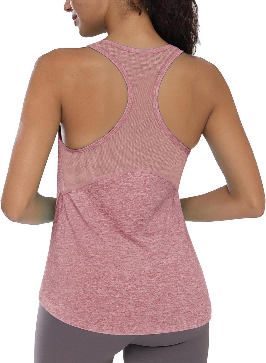 Sporttop voor dames, fitness-top zonder mouwen, ronde hals, mouwloos, ademend en elastisch, voor training S-XXL