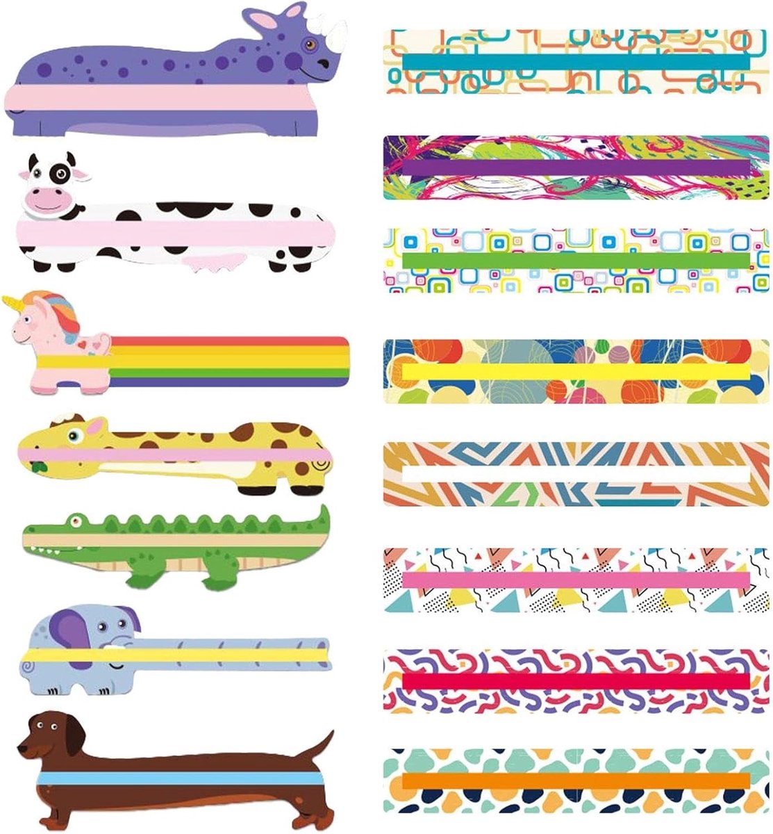 15 Extra Leesstrips, Geometrische Dierenpatronen, Office Learning Tools, Geschikt Voor Het Verbeteren Van Leesefficiëntie.