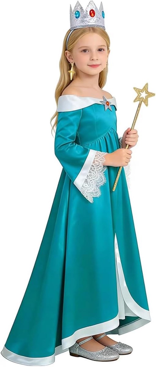 Rosalina-kostuum voor kinderen, met kroonstaf en oorklemmen, outfits