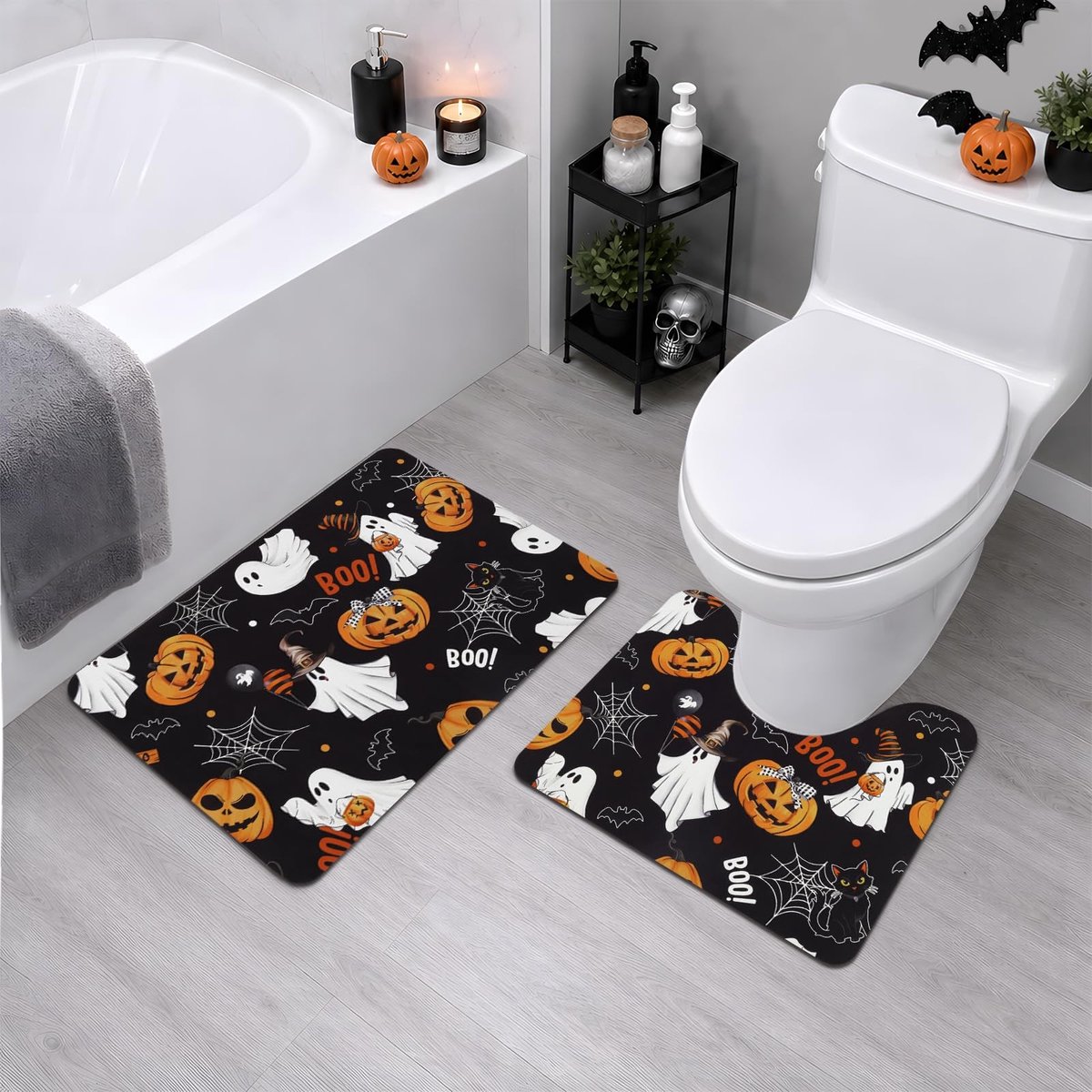 Elzusha - Set van 2 Halloween Badmatten met Rubber Achterkant