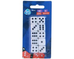 Eddy Toys Dobbelstenen 10 Stuks - Zeszijdige Dobbelstenen - Wit met Zwarte Stippen - Set voor Bordspellen en Dobbelspellen