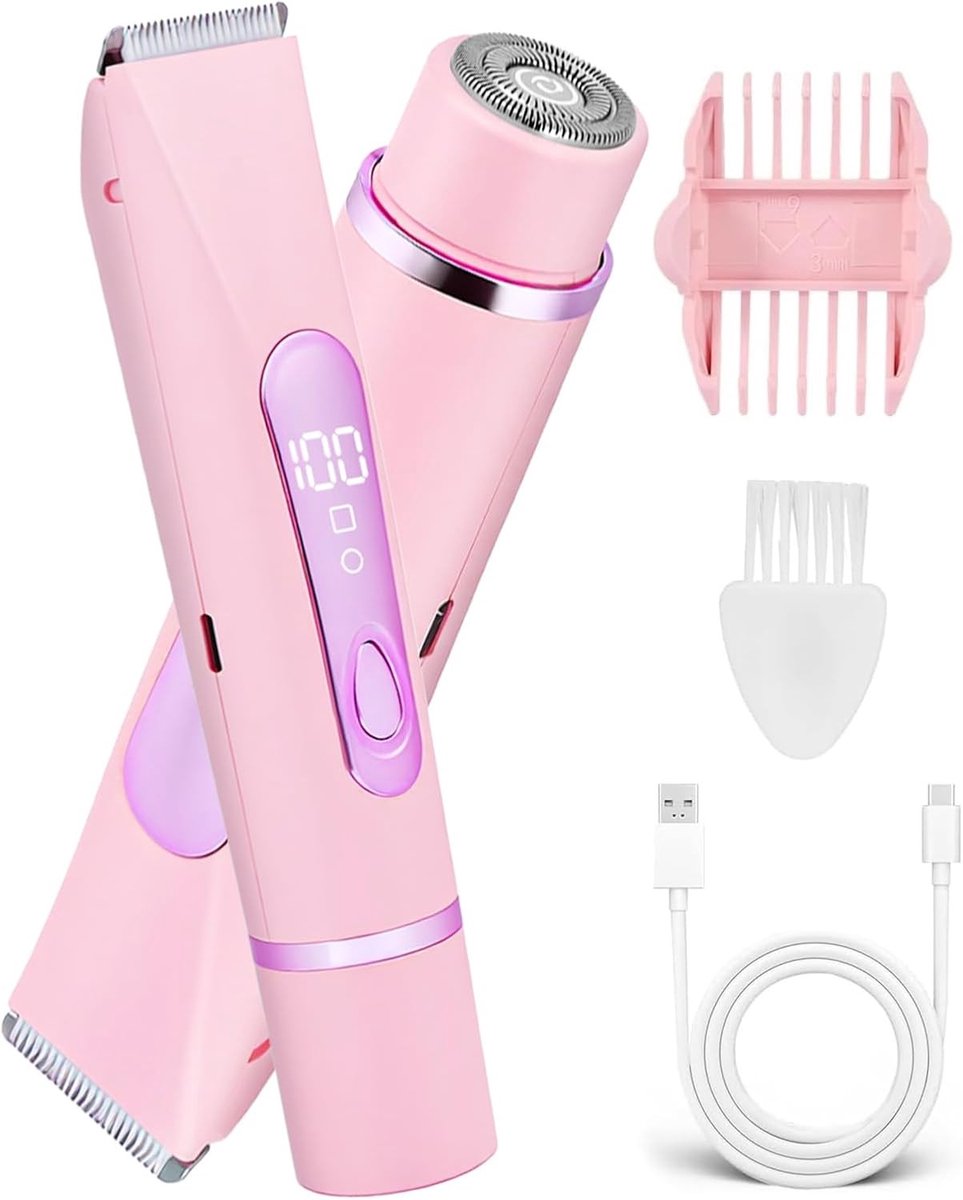 Scheerapparaat voor Dames - Roze - 2-in-1 - Waterdicht en Draagbaar - Voor Gezicht en Lichaam