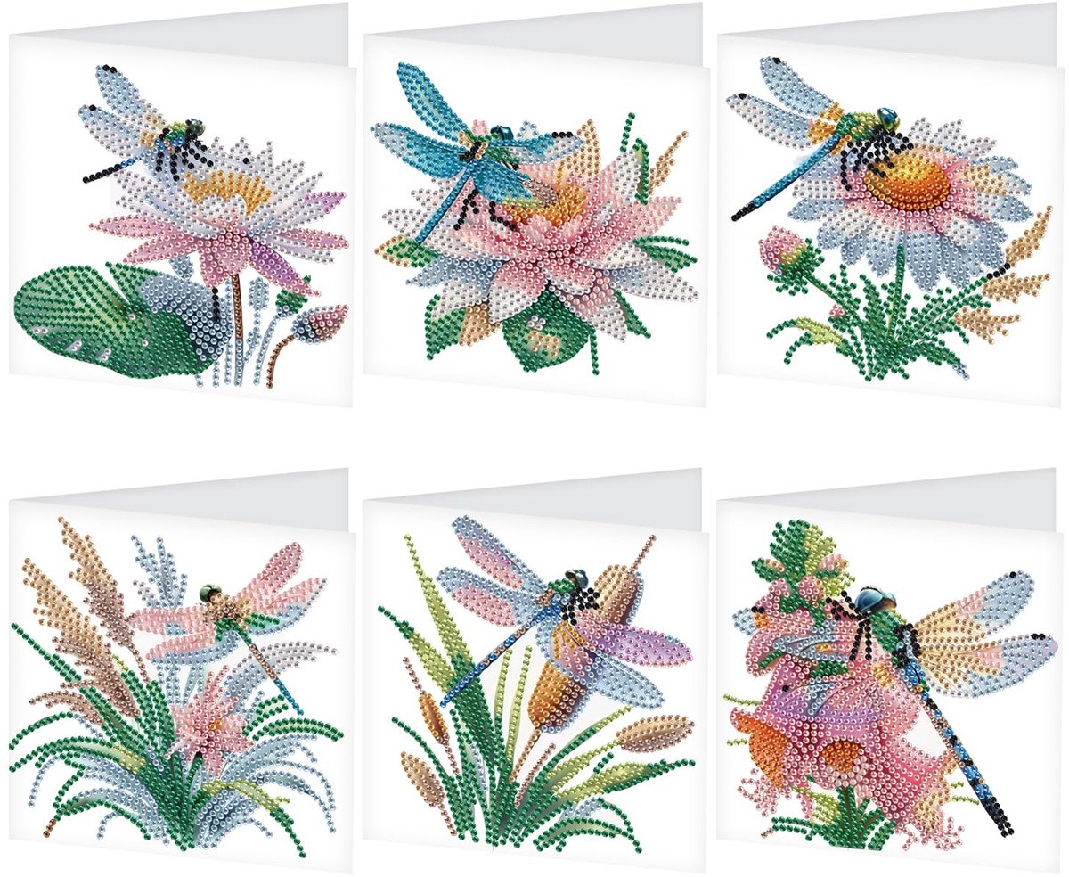 Elzusha - Set van 6 DIY Diamant Schilderen Wenskaarten